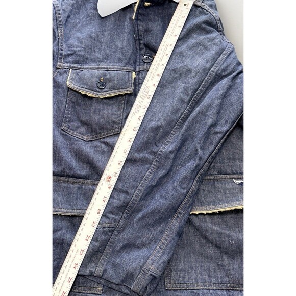 Vintage 70s Mens Sears Roebucks Denim Sherpa Lined Trucker Jacket Size 42R USA - Picture 9 of 13